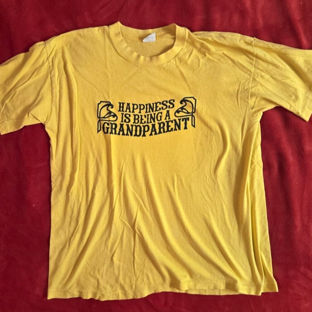 Vtg 70s Belton Tag T Shirt Happiness Is Being A Grandparent Size XL (Actual Larg